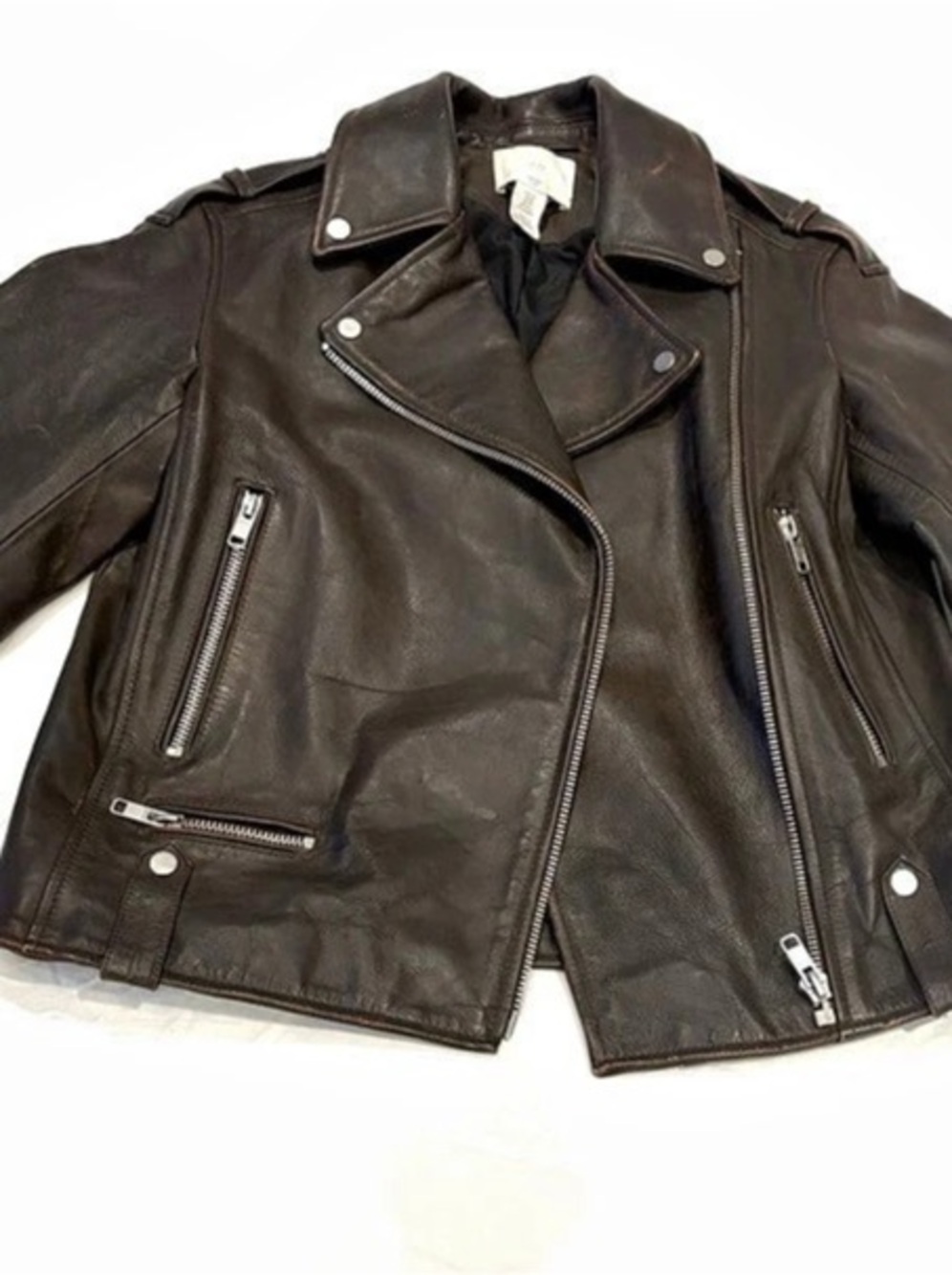 H&M Brown Leather Moto Jacket